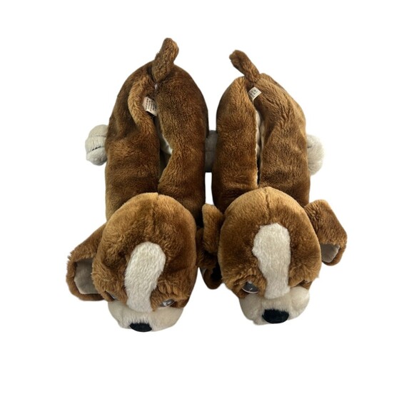 RARE 80s Sad Sam Slippers Novelty Mens Dog Brown Funny Fluffy Padded Size M 7-9 - Picture 4 of 10